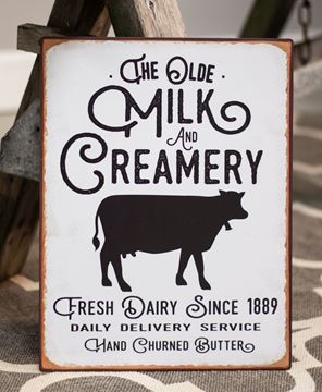Picture of The Olde Milk & Creamery Distressed Metal Sign