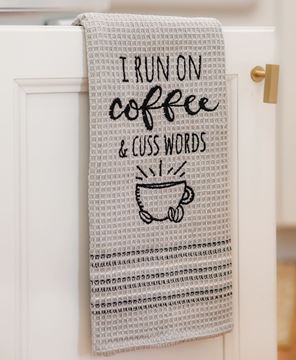 Picture of I Run on Coffee and Cuss Words Dish Towel