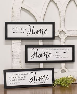 Picture of Let's Stay Home Framed Sign, 3/Set