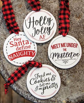 Picture of Christmas Package Round Wooden Tags, 4/Set