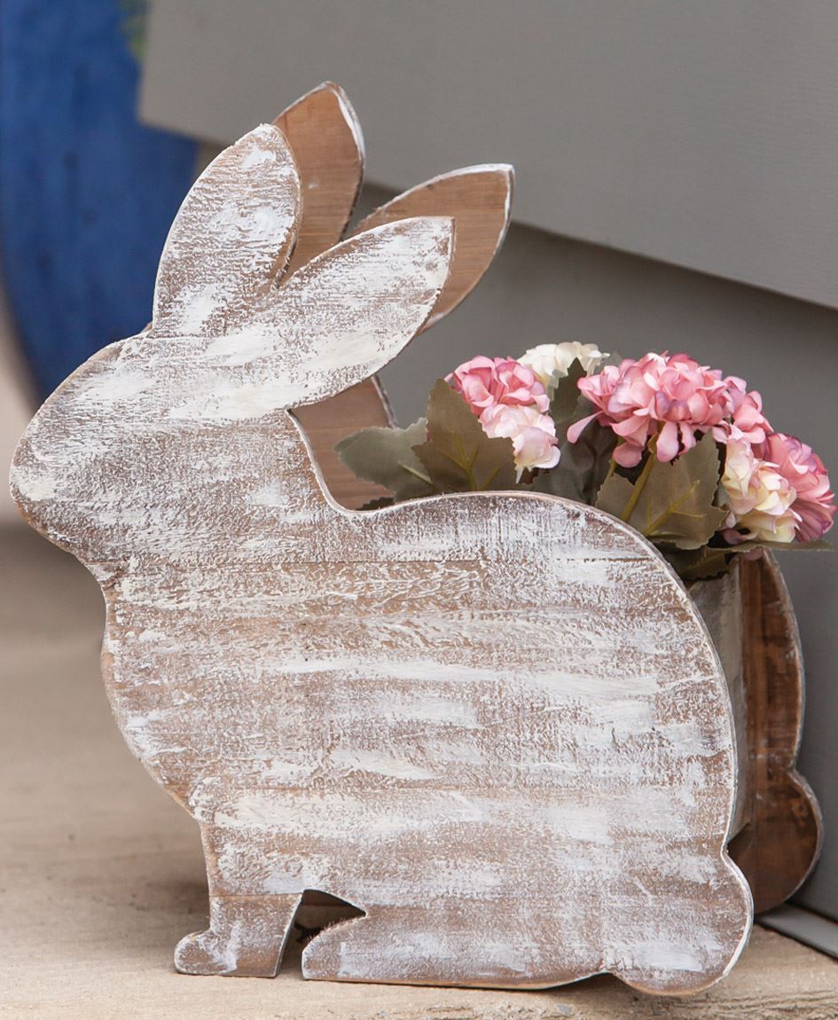 Col House Designs - Retail| Distressed Wood Bunny Planter | Col House