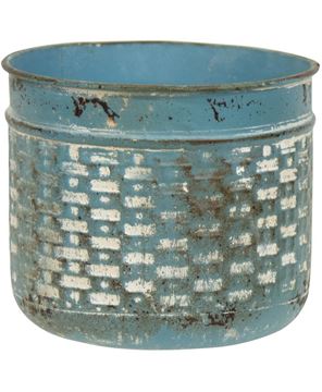 Picture of Vintage Blue Metal Basketweave Pot