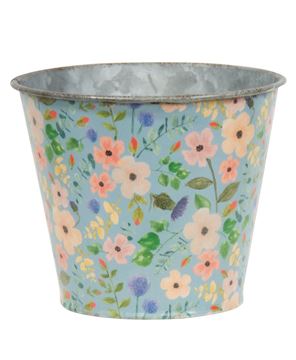Picture of Vintage Blue Floral Metal Bucket