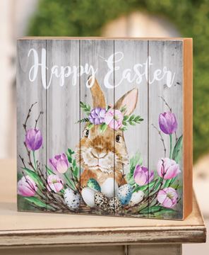 Picture of Happy Easter Spring Floral Box Sign