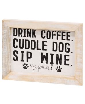 Picture of Coffee, Dog and Wine Framed Sign