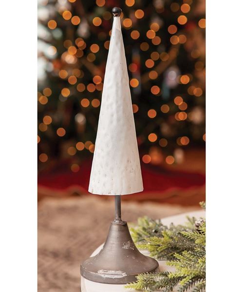 Picture of Distressed White Metal Christmas Cone Tree - 13.5"H