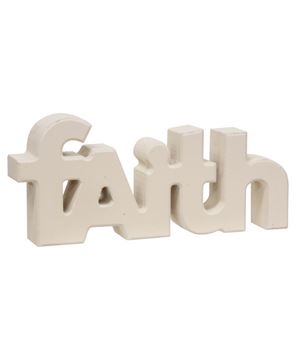Picture of Wooden "Faith" Block, Cream