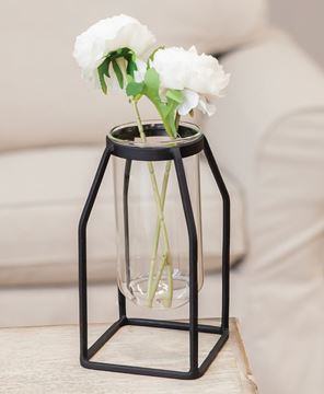 Picture of Glass Tube Vase w/Metal Frame, Wide