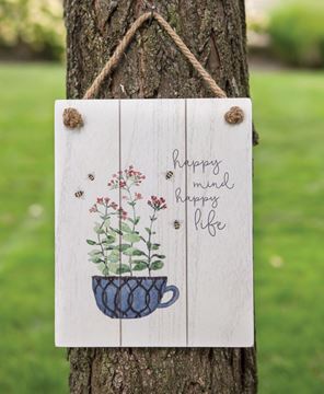 Picture of Happy Mind Happy Life Distressed Shiplap Sign