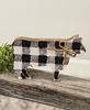 Picture of Black & White Gingham Check Chunky Wooden Cow