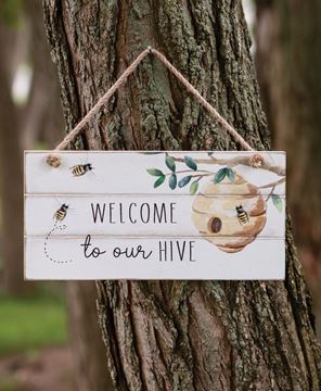 Picture of Welcome To Our Hive Distressed Shiplap Sign