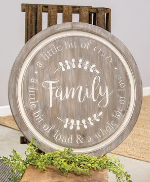 Picture of Distressed Family Phrases Engraved Round Sign