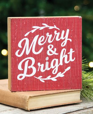Picture of Merry Bright Rustic Wood Box Sign