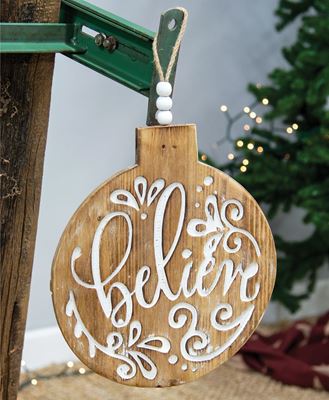 Picture of Believe Engraved Bulb Ornament Sign