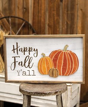 Picture of Happy Fall Y'all Distressed Wooden Frame