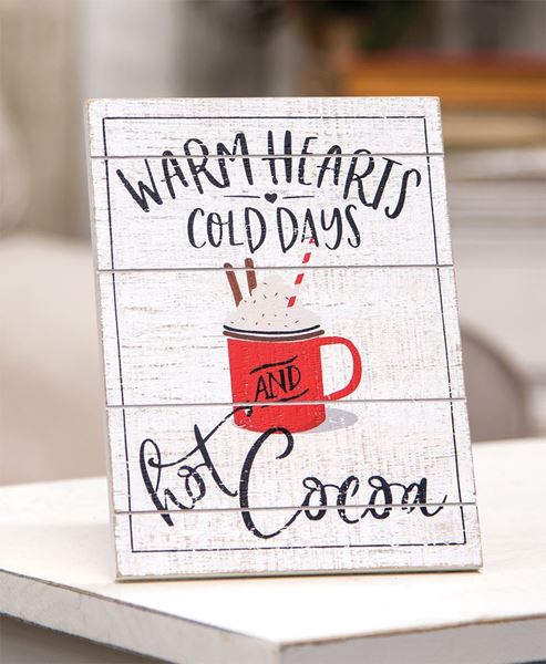 Picture of Warm Hearts Hot Cocoa Pallet Easel Sign
