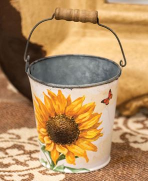 Picture of Sunflower & Butterfly Metal Bucket w/Handle