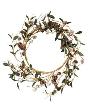 Picture of Silver Frosted Pinecone and Bell Wreath