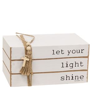 Picture of Let Your Light Shine Wooden Book Stack
