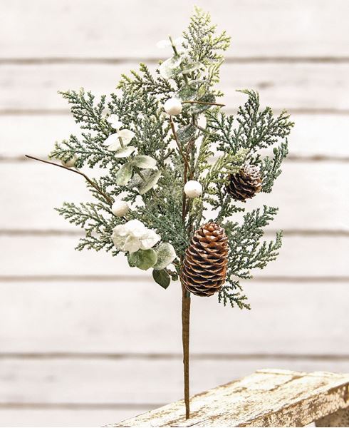 Glitter White Pine Cone Picks Winter Greenery DIY 