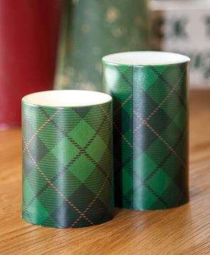 Picture of Green Plaid Timer Pillar, 3" x 4"