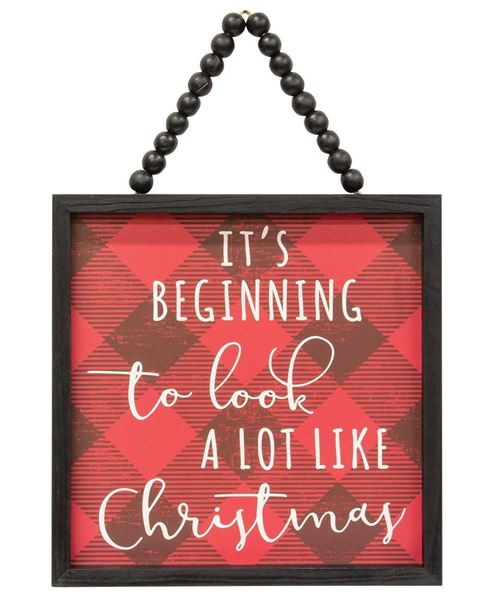 Picture of It's Beginning to Look a Lot Like Christmas Buffalo Check Beaded Sign