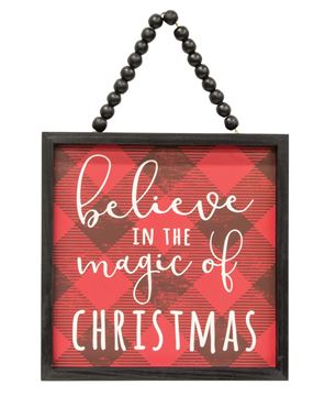 Picture of Believe in the Magic Buffalo Check Beaded Sign