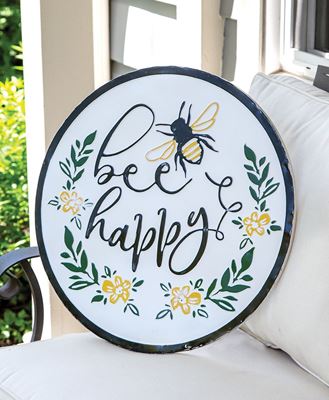 Picture of Bee Happy Distressed Enamel Sign