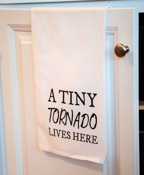 Picture of A Tiny Tornado Lives Here Dish Towel
