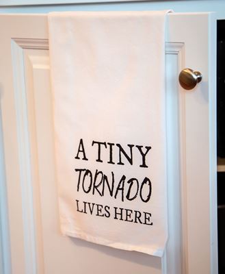Picture of A Tiny Tornado Lives Here Dish Towel