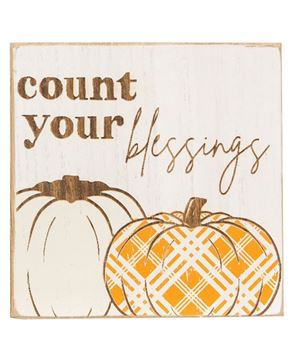 Picture of Give Thanks Plaid Pumpkin Block, 2/Set
