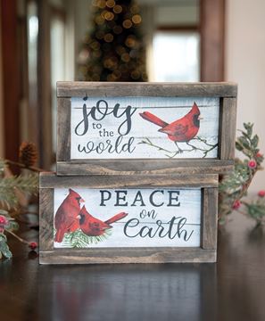 Picture of Joy to the World Cardinal Rustic Framed Sign, 2/Set
