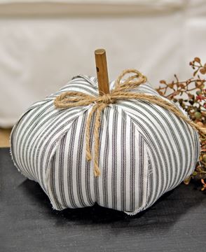 Picture of Ticking Stripe Stuffed Pumpkin, 8"