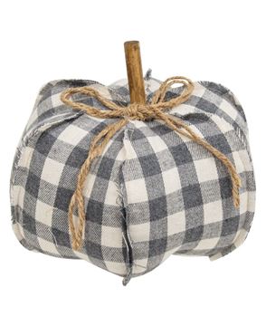 Picture of Gray Check Stuffed Pumpkin 8"