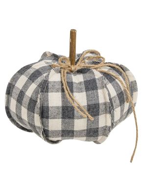 Picture of Gray Check Stuffed Pumpkin 6.5"