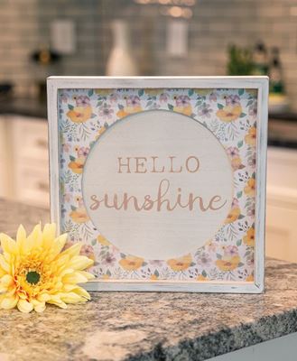 Picture of Hello Sunshine Cutout Floral Inset Box Sign
