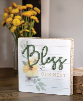 Picture of Bless Our Nest Pattern Side Box Sign