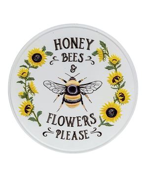 Picture of Honey Bees & Flowers Please Sunflower Round Metal Sign