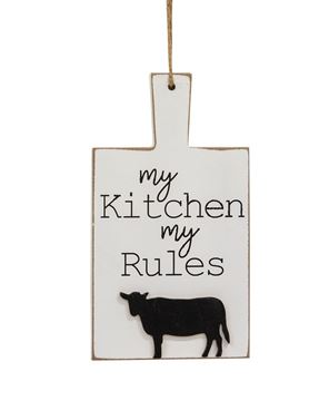 Picture of Distressed My Kitchen My Rules Cutting Board Ornament
