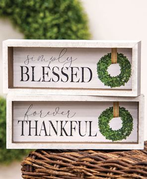Picture of Thankful/Blessed Inset Box Sign, 2/Set