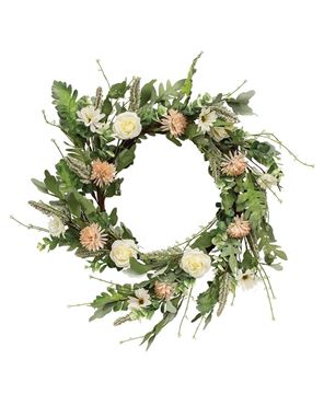 Picture of Mixed Antiqued Daisy & Rose Wreath