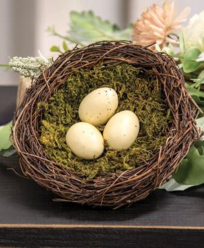 Picture of Vine & Moss Bird Nest w/Cream Eggs, 5.5"