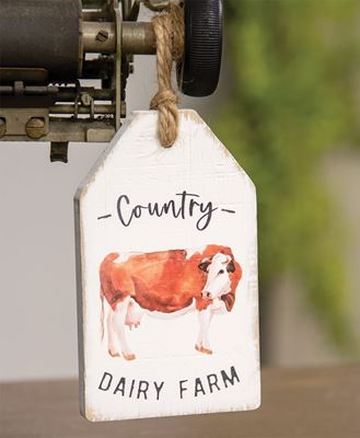 Picture of Country Dairy Farm Cow Wood Tag