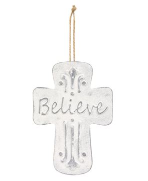 Picture of Believe Distressed Metal Cross Ornament