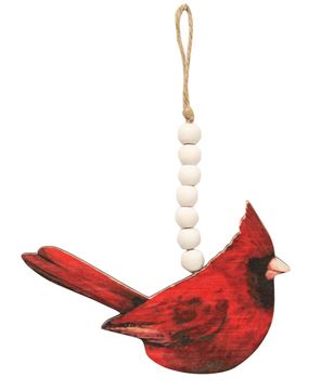 Picture of Wooden Cardinal Beaded Ornaments, 2/Set