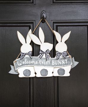Picture of Welcome Every Bunny Metal Hanging Sign