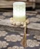 Picture of Natural Wood Oval Bead Candle Ring w/Jute Tassel