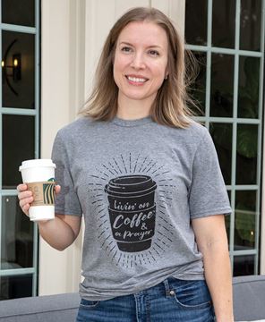 Picture of Livin' on Coffee & A Prayer T-Shirt, Heather Graphite XXL