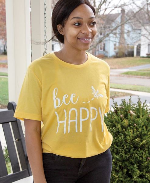Picture of Bee Happy T-Shirt, Heather Yellow Gold XXL