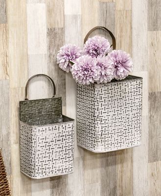 Picture of Shabby Chic Rectangle Basketweave Wall Buckets, 2/Set